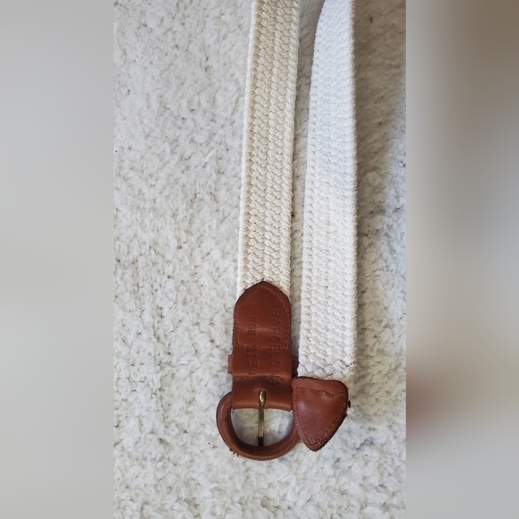 Bundle Only:Barcelona Brown Leather Trim  White wide‎ Waist Belt Large 39inch - Picture 4 of 6